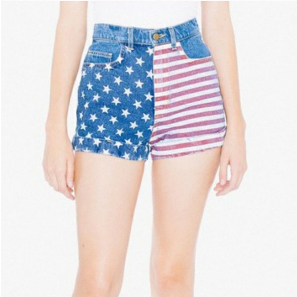 American Apparel High Waist American Flag Shorts